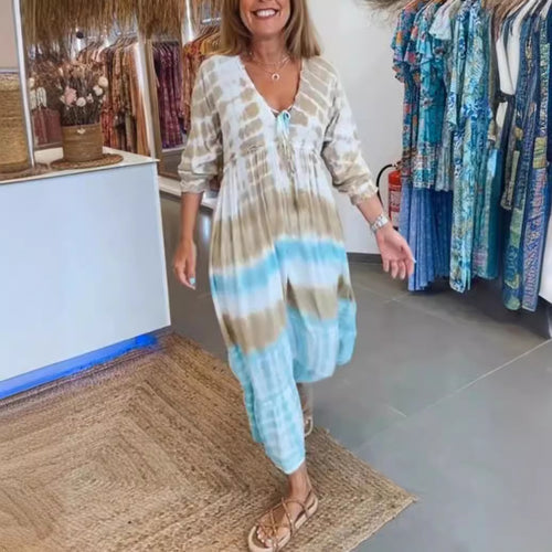 Damen Sommerliches Kaftan-Kleid mit raffiniertem Bindeband und Hüftakzenten Heidi-Mode