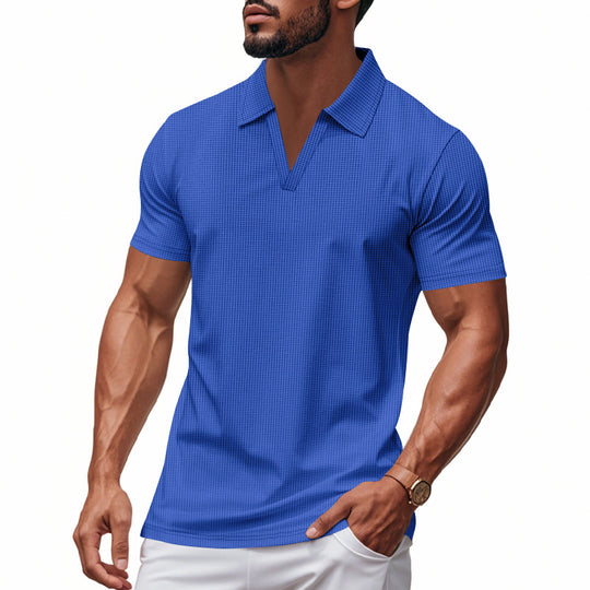 Herren Poloshirt mit strukturiertem Design und modernem V-Ausschnitt EB