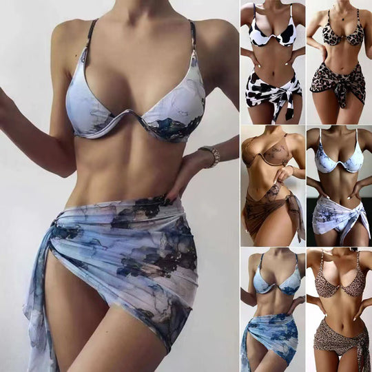 Damen Triangel-Bikini-Set mit asymmetrischem Wickelrock EB