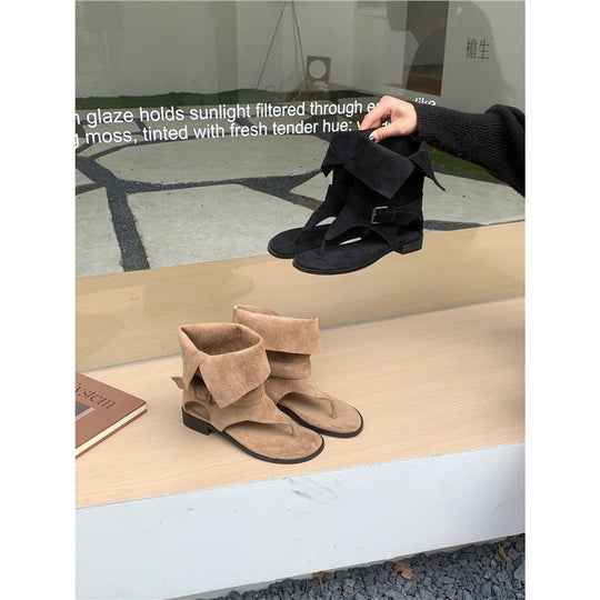 Damen modische und elegante Stiefeletten mit offenem Zehenbereich EB