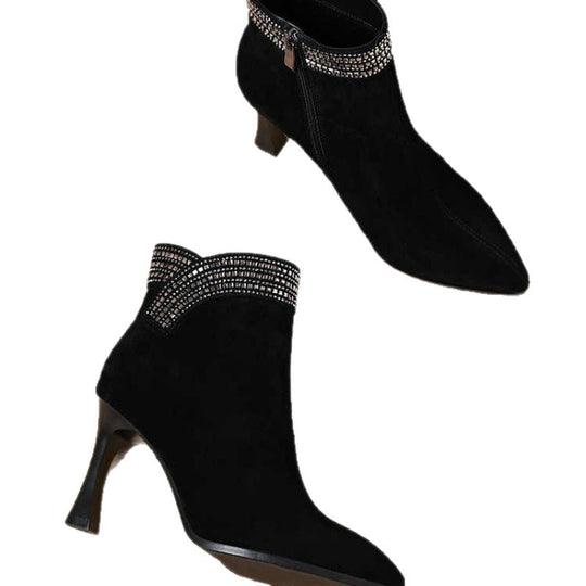 Damen Elegante Ankle Boots mit funkelndem Dekor EB