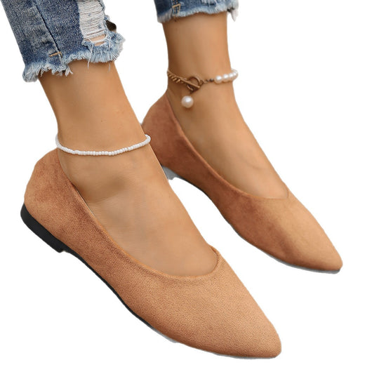 Damen Ballerinas im eleganten V-Ausschnitt und weichem Wildleder-Look EB