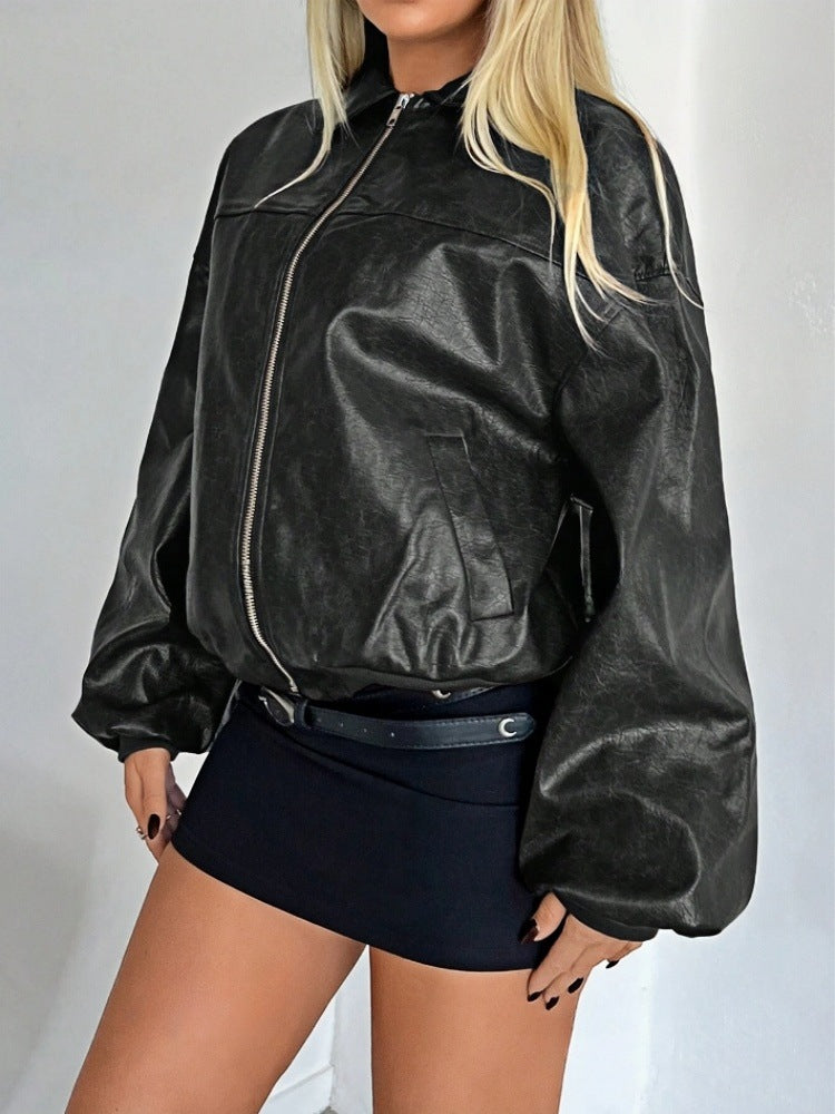 Damen Kunstleder Bomberjacke EB