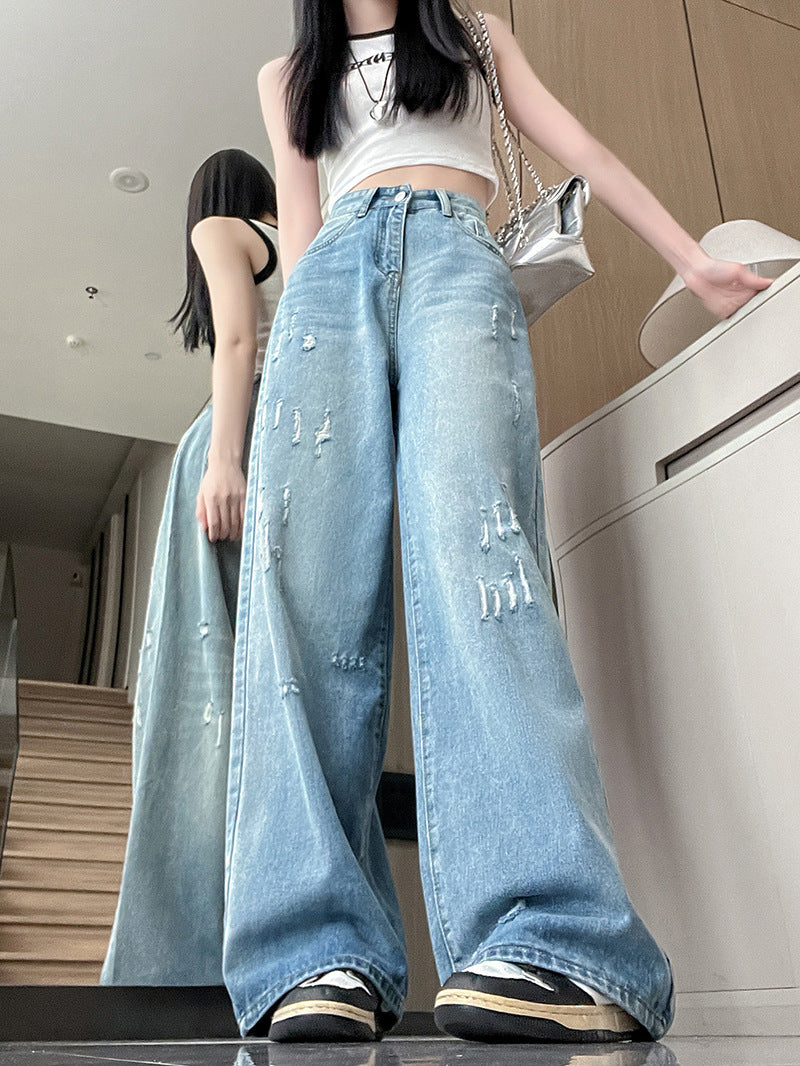 Damen Weite Bootcut-Jeans mit modischem Destroyed-Effekt EB