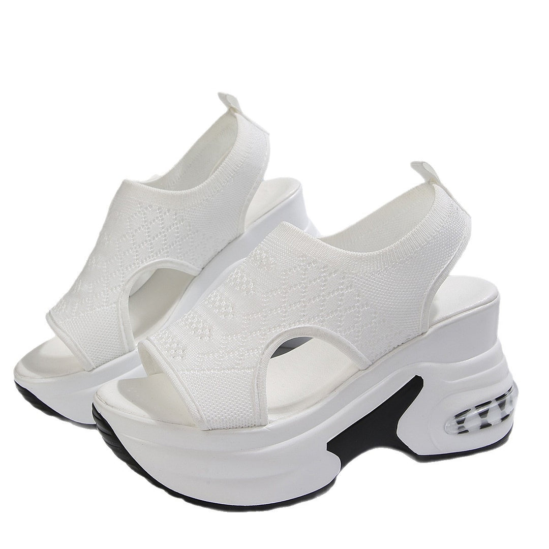 Damen Sneakersandaletten mit hohem Plateau und Netz-Obermaterial EB