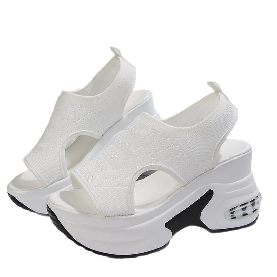 Damen Sneakersandaletten mit hohem Plateau und Netz-Obermaterial EB