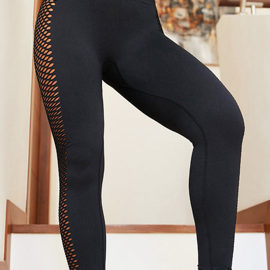 Damen Sportleggings mit atmungsaktivem Netzdesign und hoher Taille EB