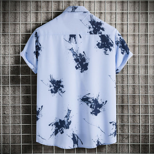 Herren Kurzarmhemd mit kreativem Farbspritz-design EB