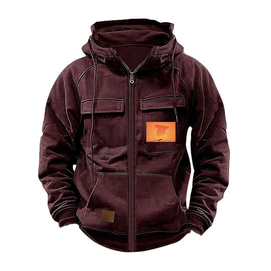 Herren multifunktionale Kapuzenjacke mit praktischen Taschen EB