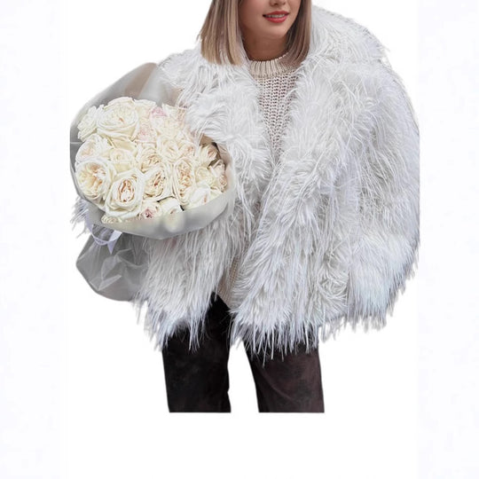 Damen Kunstpelzjacke im luxuriösen Design mit voluminösem Schnitt EB