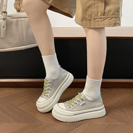 Damen Komfortable Sneaker mit dicker Plateau-Sohle und atmungsaktivem Obermaterial EB