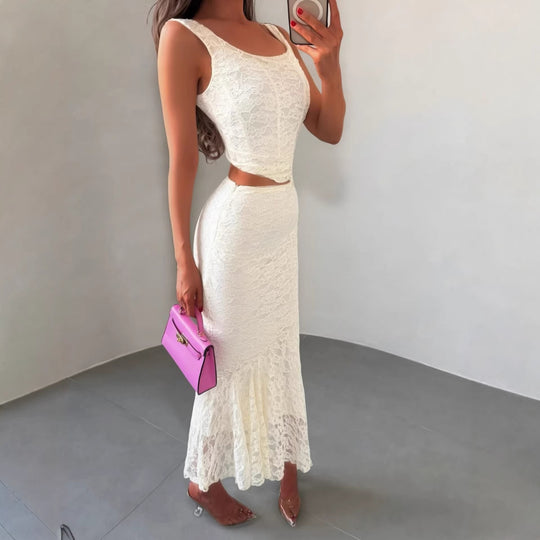 Damen Spitzenkleid im eleganten Maxistil EB