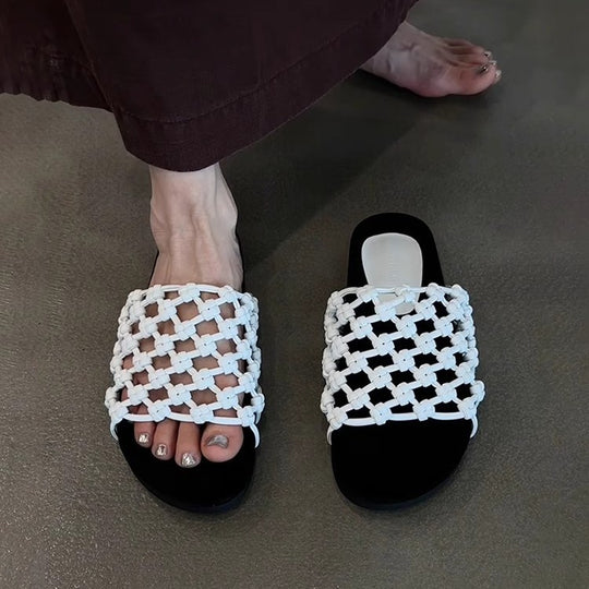 Damen Komfortable Clogs mit geflochtenem Design und gepolsterter Innensohle EB
