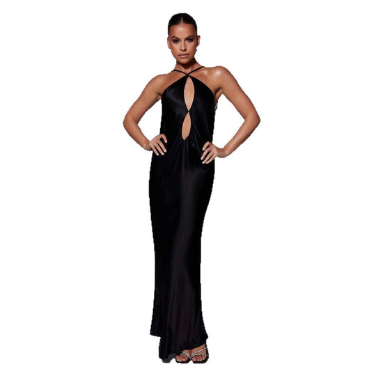 Damen Elegantes Maxikleid mit raffiniertem Cut-Out und schmalen Trägern EB