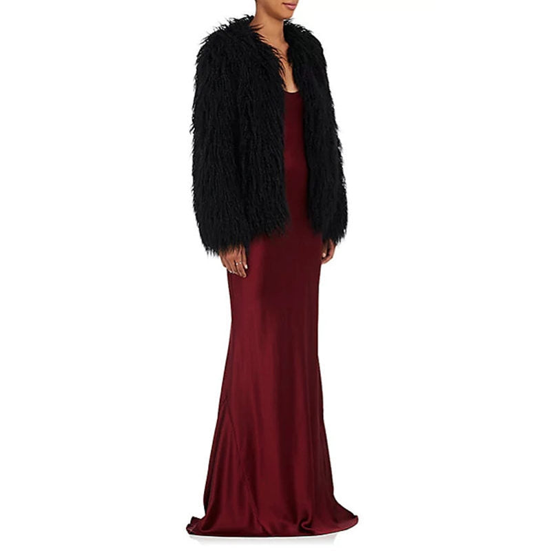 Damen Flauschige Kunstpelzjacke mit voluminösen Ärmeln EB