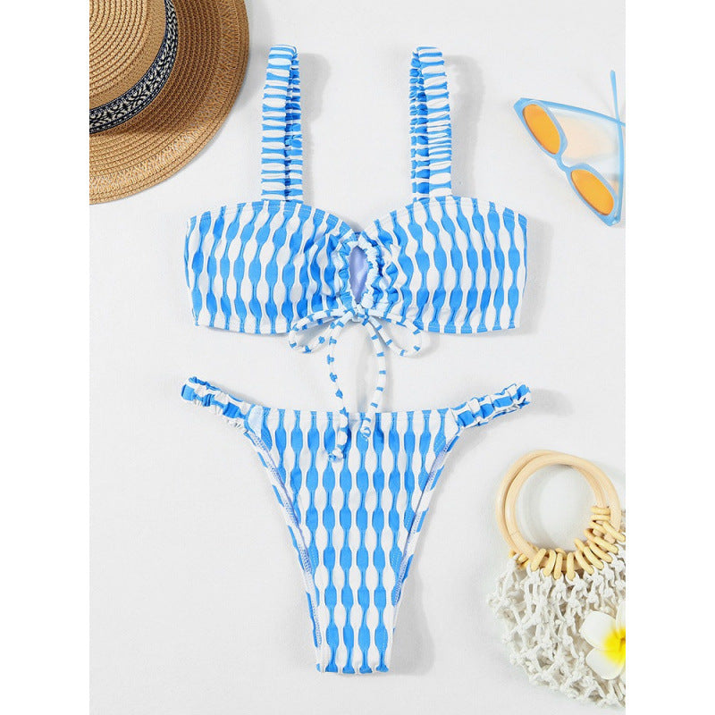 Damen Triangel-Bikini mit modischem Wickel-Design und verstellbaren Trägern EB
