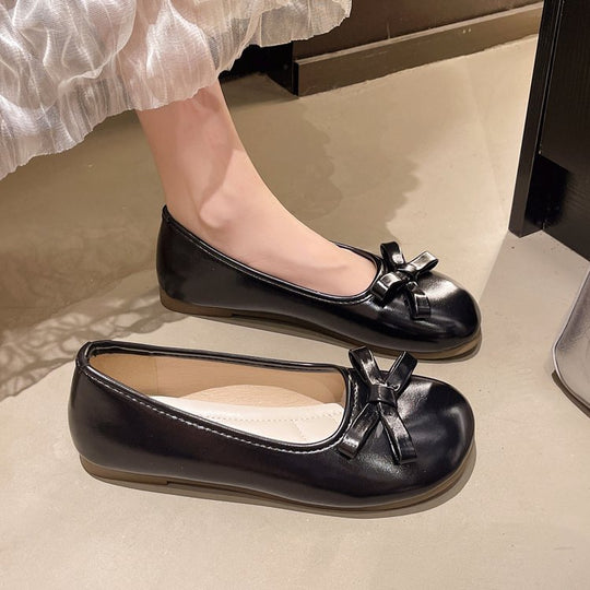 Damen elegante Ballerinas mit zierlichem Schleifenakzent EB