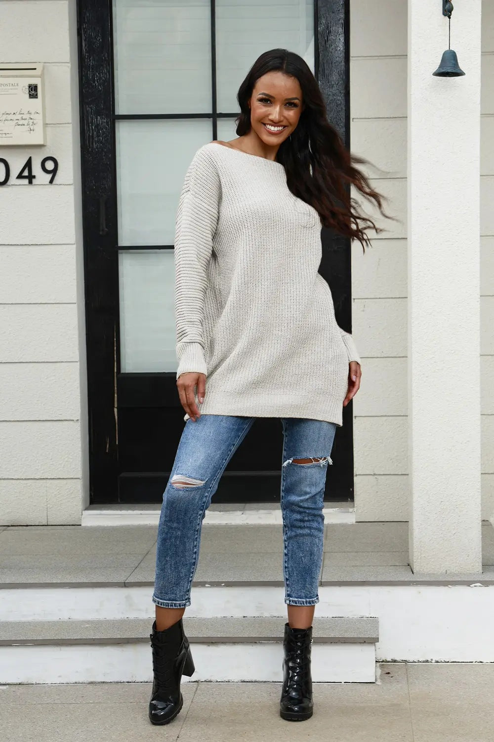 Damen Oversized Strickpullover mit weichem Strukturmuster EB
