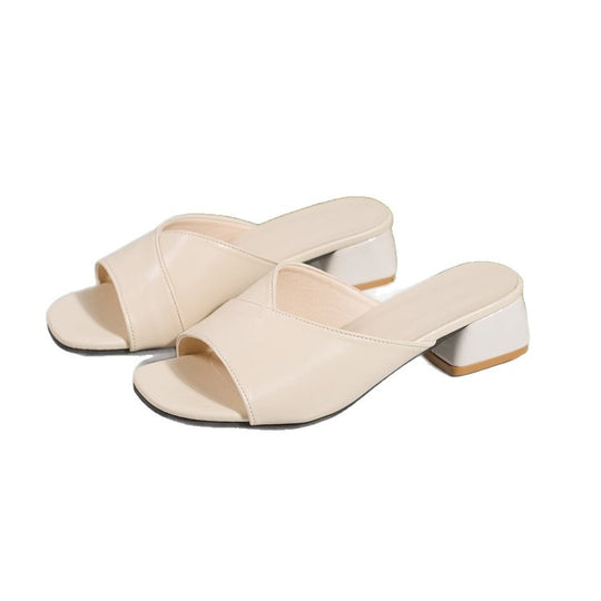 Damen elegante Mules mit modischem Blockabsatz EB
