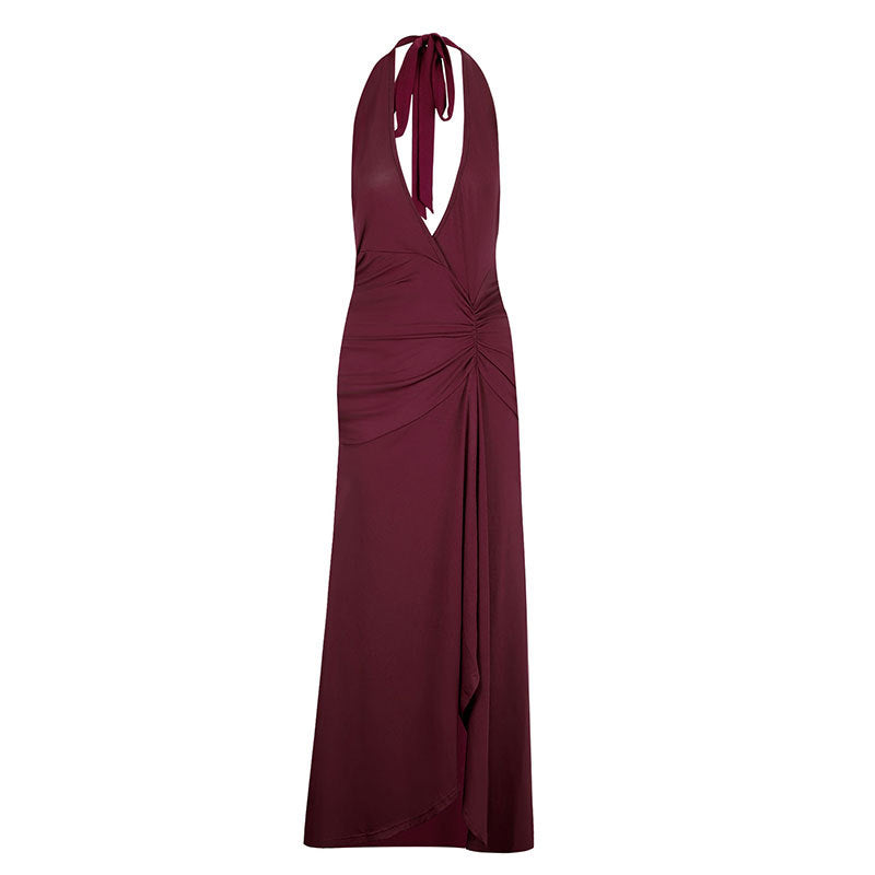 Damen Elegantes Halterkleid mit tiefem V-Ausschnitt und raffinierten Drapierungen EB