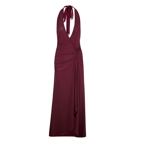 Damen Elegantes Halterkleid mit tiefem V-Ausschnitt und raffinierten Drapierungen EB