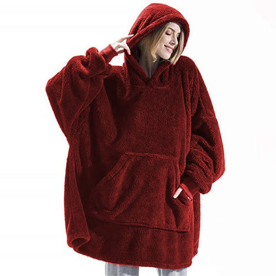 Damen Kuschelige Oversize-Hoodiejacke aus Fleece mit Kängurutasche EB