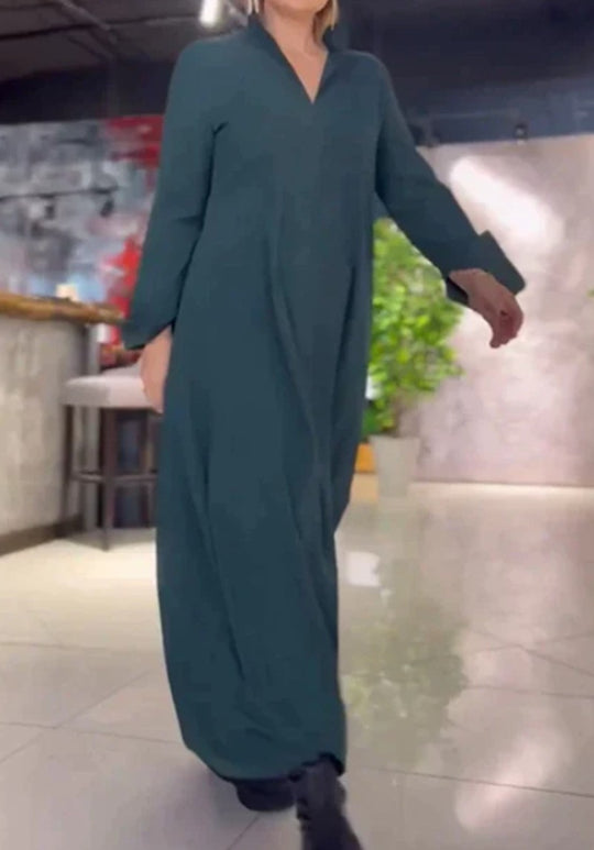 Damen Langblusenkleid mit praktischen Seitentaschen und modernem Schnitt EB