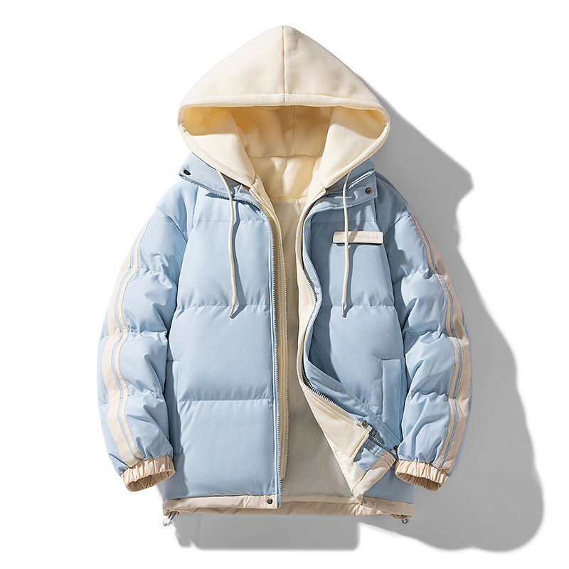 Herren wattierter Parka-Hybrid mit innenliegendem Hoodie, seitlichen Streifen und Zwei-Wege-Reißverschluss EB