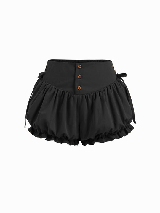 Damen modische Rüschen-Shorts mit hohen Bund und verstellbaren Kordeln EB