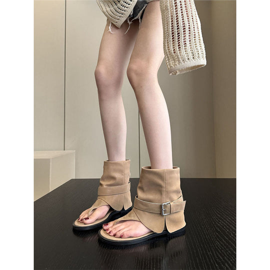 Damen modische Fersenlose Sandalen mit elastischem Knöchelriemen EB