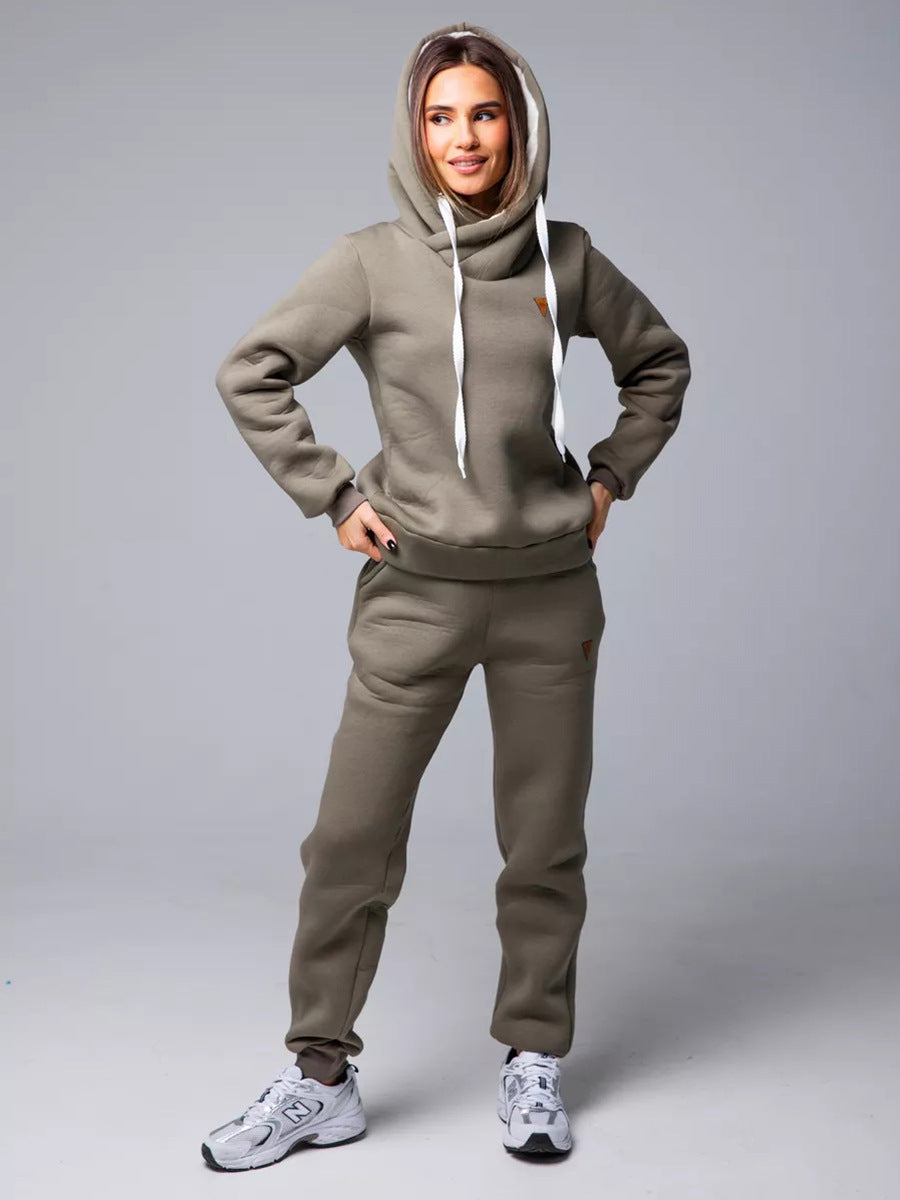 Damen Loungewear-Set mit Schalkragen-Hoodie und taillierter Jogginghose EB
