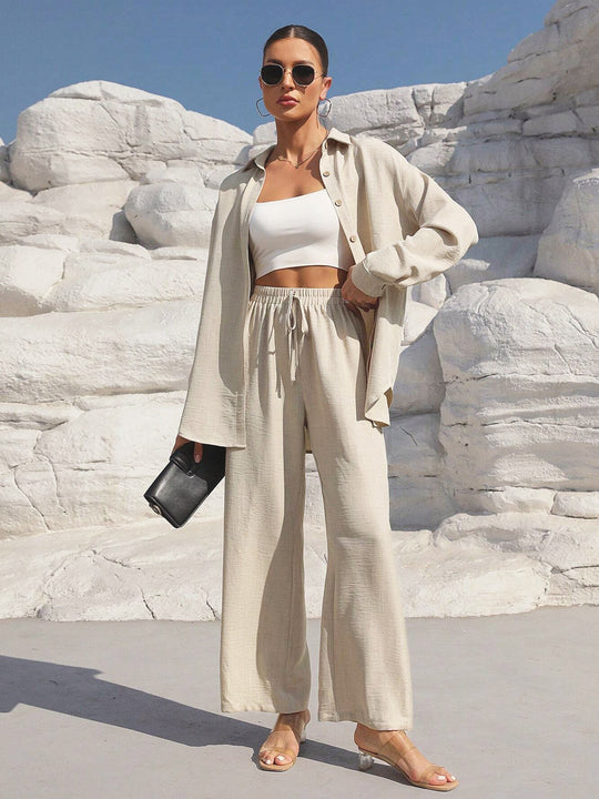Damen Zweiteiler aus leichtem, atmungsaktivem Stoff mit elegantem Oversized-Schnitt EB