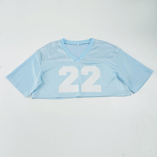 Damen Crop-Top im Sportlichen Design mit V-Ausschnitt und Netzdetails EB