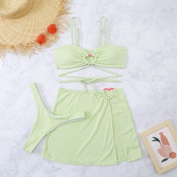 Damen Bikini-Set mit elegantem Knopf-Detail und hohem Beinausschnitt EB