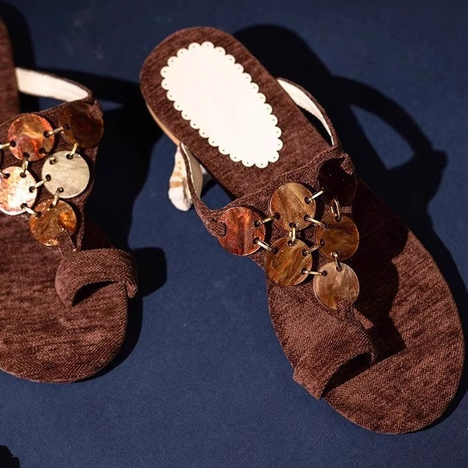 Damen Elegante Pantoletten mit kunstvollen Verschluss-Details EB
