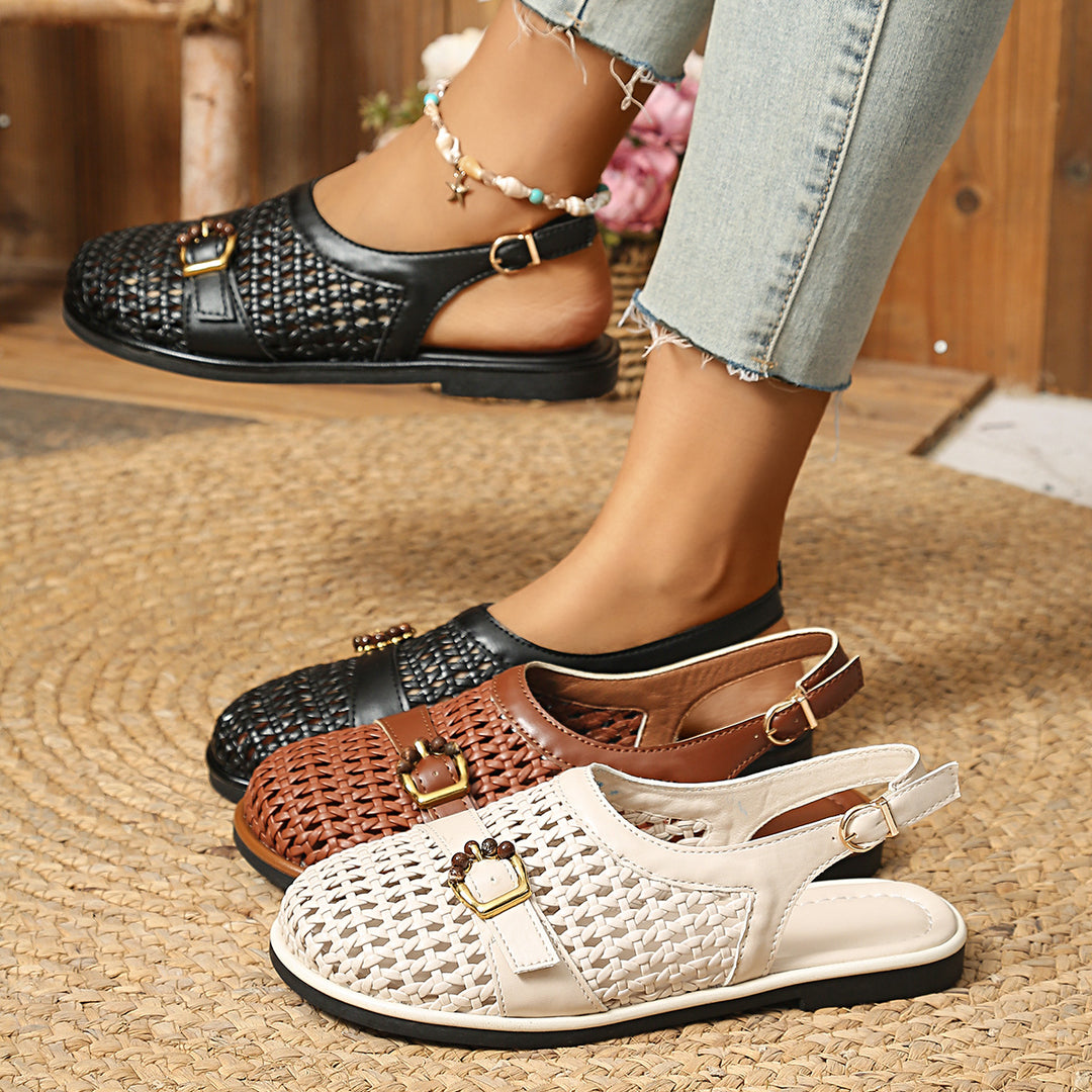 Damen Bequeme Sling-Sandalen mit dekorativem Riemendesign EB