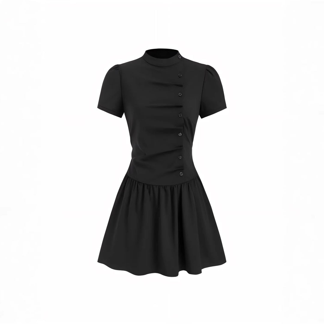 Damen Minikleid mit Knopfdetails und gerafftem Schnitt EB