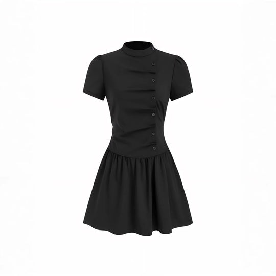Damen Minikleid mit Knopfdetails und gerafftem Schnitt EB