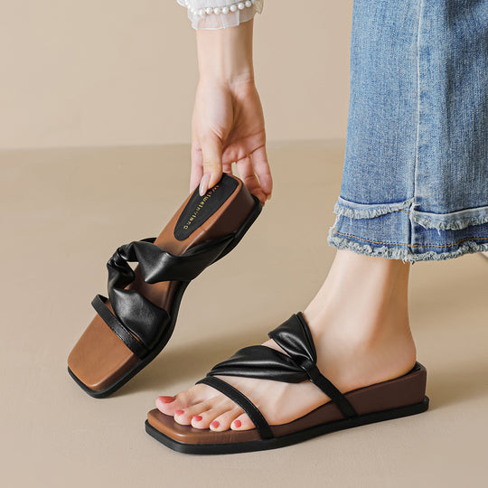 Damen elegante Slide-Sandalen mit modischem Riemendesign und komfortablem Fußbett EB