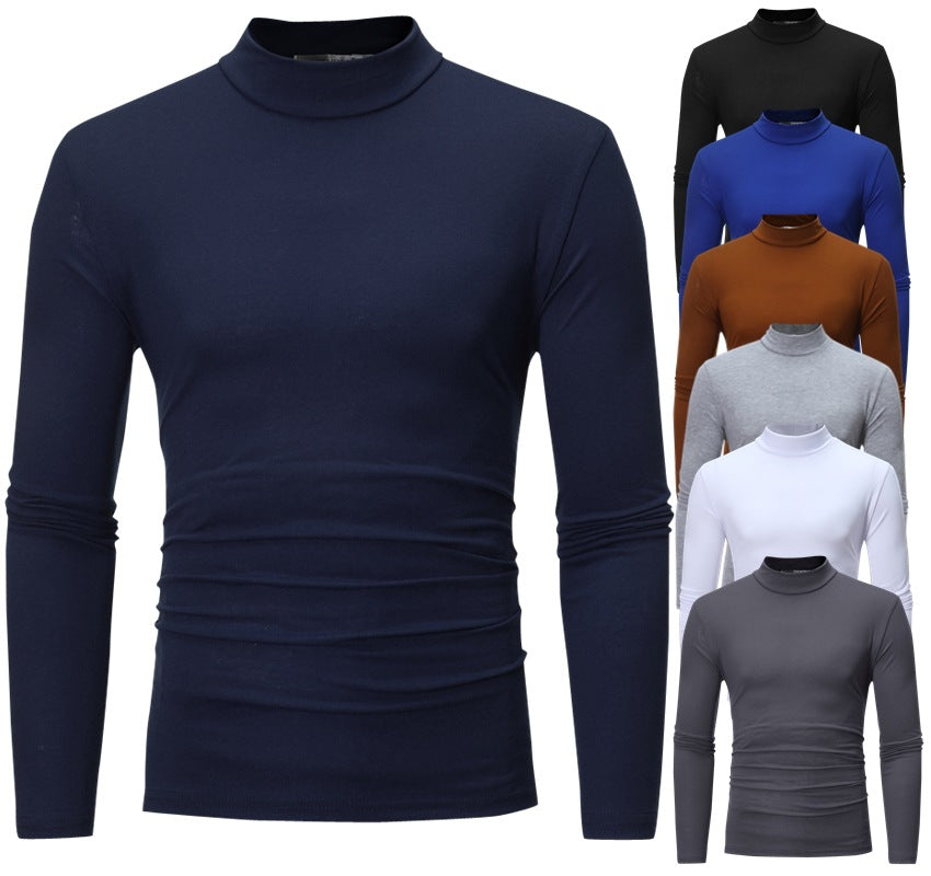 Herren nan tailliertes Langarm-Stehkragen-Shirt aus Stretchjersey EB