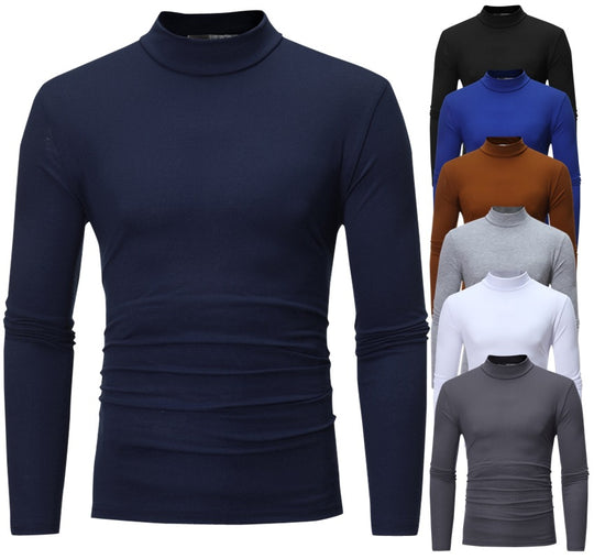 Herren nan tailliertes Langarm-Stehkragen-Shirt aus Stretchjersey EB