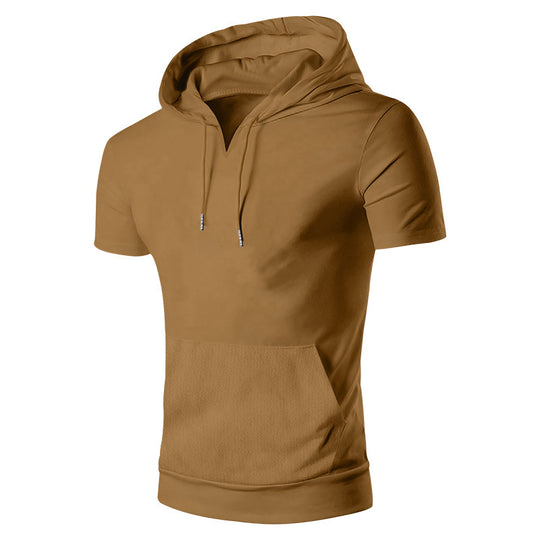 Herren lässiges Kapuzenshirt mit V-Ausschnitt und praktischer Bauchtasche EB