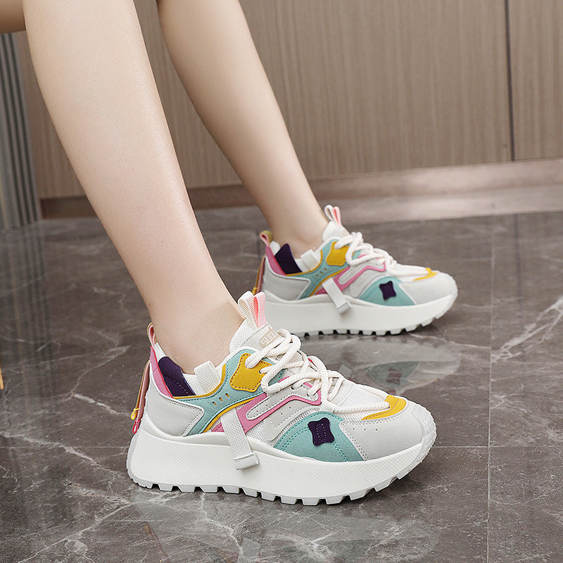 Damen sportliche Chunky Sneakers mit atmungsaktiver Mesh-Oberfläche und dämpfender Sohle EB