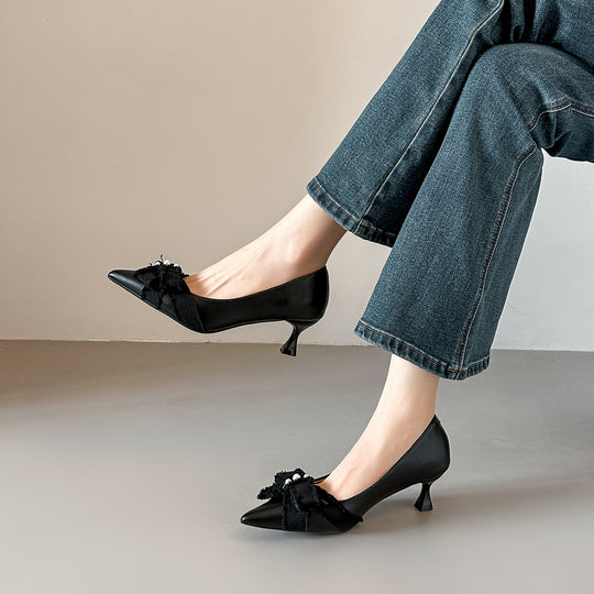 Damen elegante Pumps mit verspieltem Schleifendetail EB