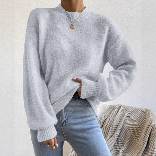 Damen Oversize Feinstrickpullover mit angedeutetem Mohair‑Effekt und verlängerten Rippbündchen EB