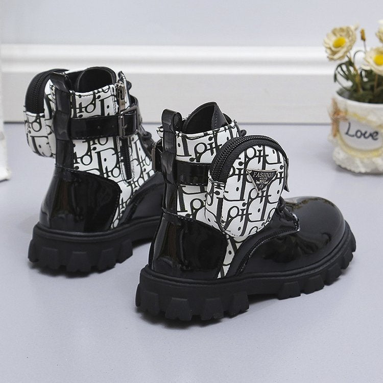 Damen modische Ankle Boots mit praktischen Taschen und robustem Profilsohle EB