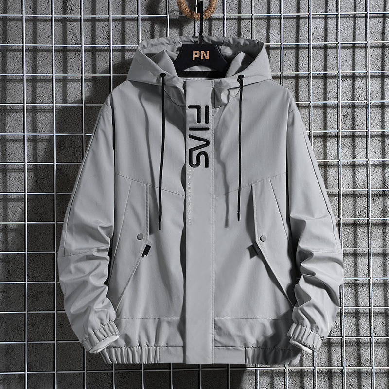 Herren Kapuzen-Utility-Fieldjacke mit verdeckter Zip-Front und verstellbarem Kordelzug EB