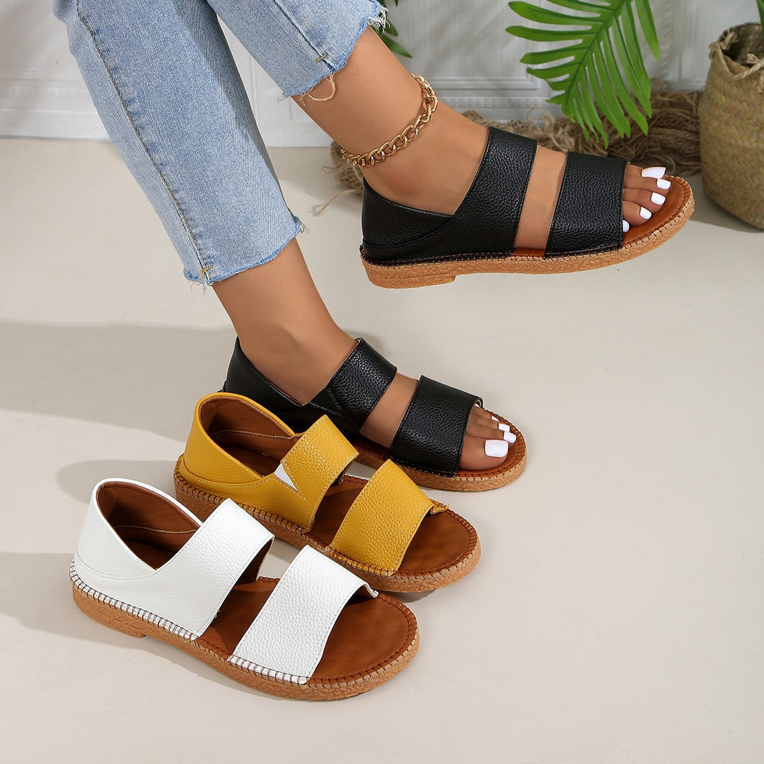Damen Komfortable Riemensandalen mit doppeltem Klettverschluss EB