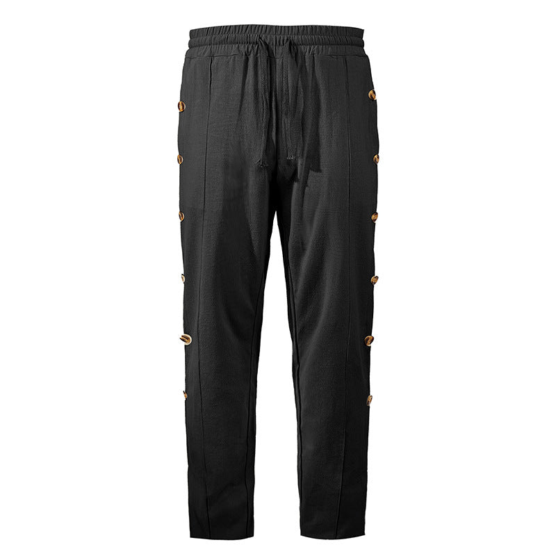 Herren modische Designerhose mit Knopfleiste und verstellbarem Bund EB