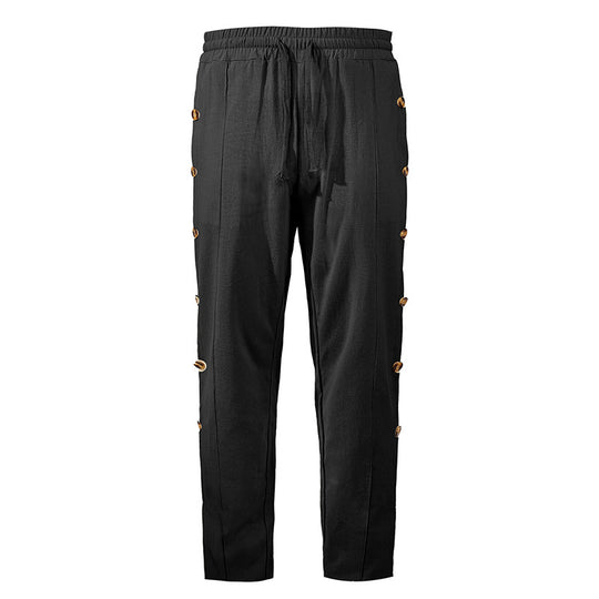 Herren modische Designerhose mit Knopfleiste und verstellbarem Bund EB